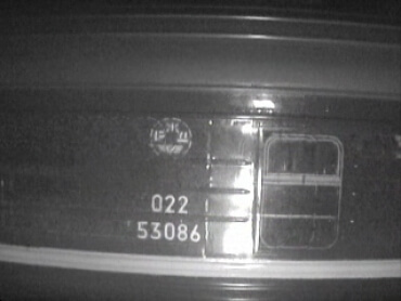 Пример успешно распознанного номера почтового вагона (искусственное освещение)