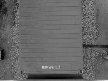 Пример успешно распознанного номера контейнера для сухих грузов (номер на крыше)