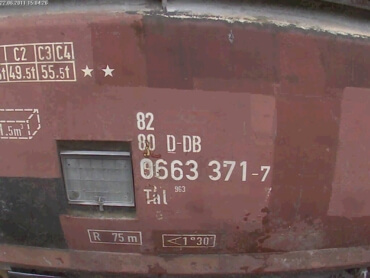Пример успешно распознанного UIC номера вагона (DB)