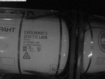 Example of successfully recognized tank container number located on side in night time