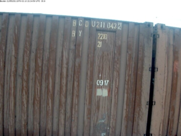 Example of successfully recognized cargo container number located on side in daylight conditions